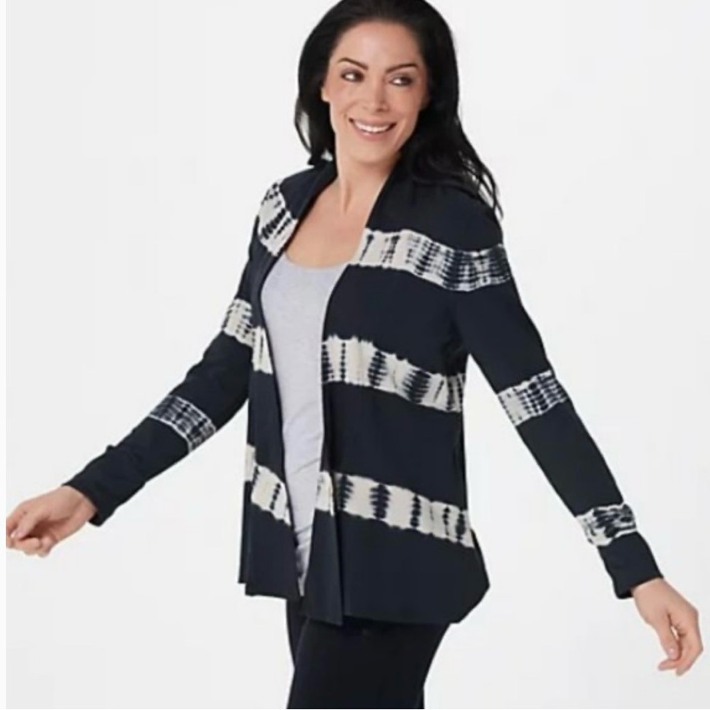 Seed To Style Organic Cotton Tie Dye Black White Open Front Cardigan 3X